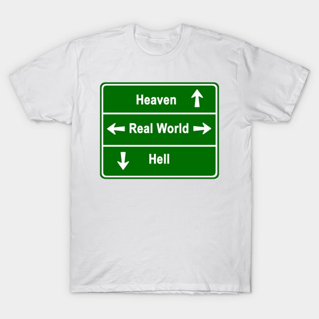 HEAVEN,REAL WORLD & HELL T-Shirt by NewSignCreation